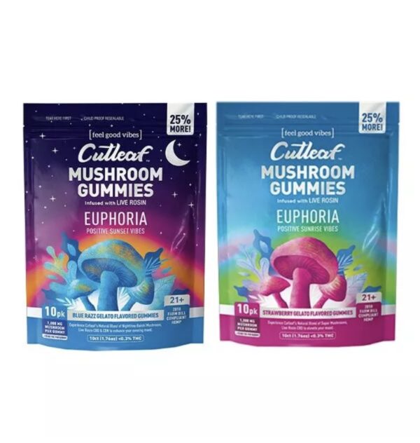 CUTLEAF EUPHORIA LIVE ROSIN MUSHROOM GUMMIES 1000MG 10CT