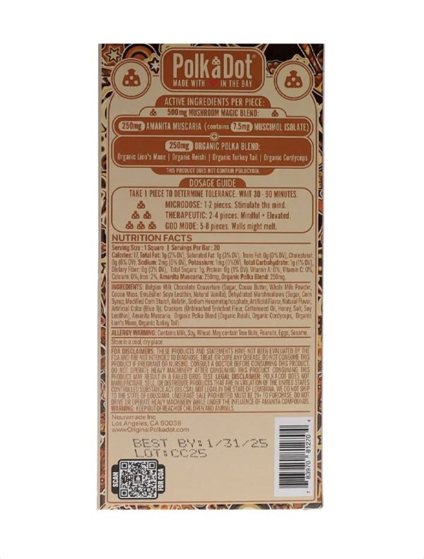 S’more Fun PolkaDot Magic Mushroom Belgian Milk Chocolate 500MG - Image 2