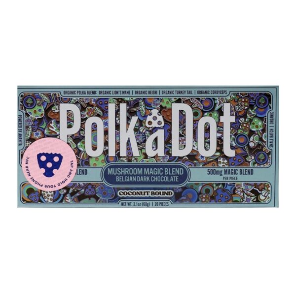 Coconut Bound PolkaDot Magic Mushroom Belgian Dark Chocolate 500mg