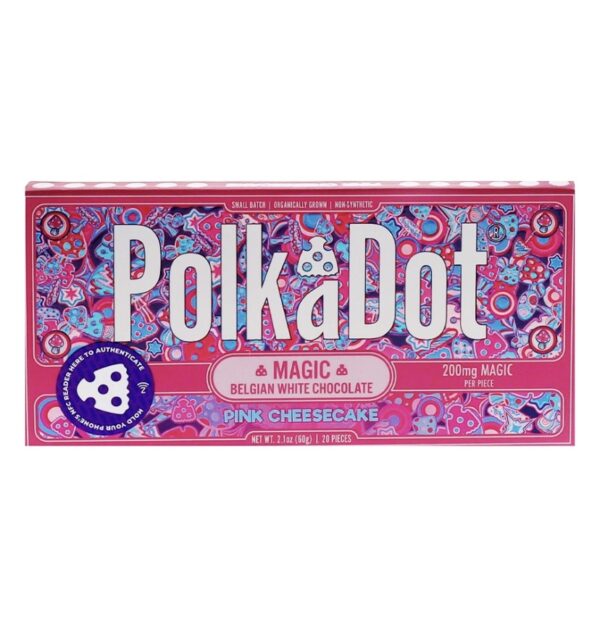 Pink Cheesecake PolkaDot Magic Mushroom Belgian White Chocolate 200mg Magic Per Piece