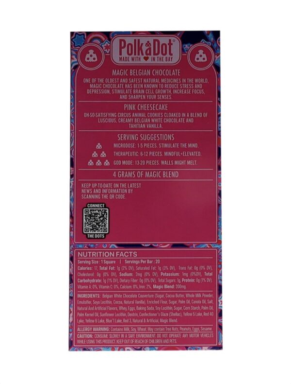 Pink Cheesecake PolkaDot Magic Mushroom Belgian White Chocolate 200mg Magic Per Piece - Image 2