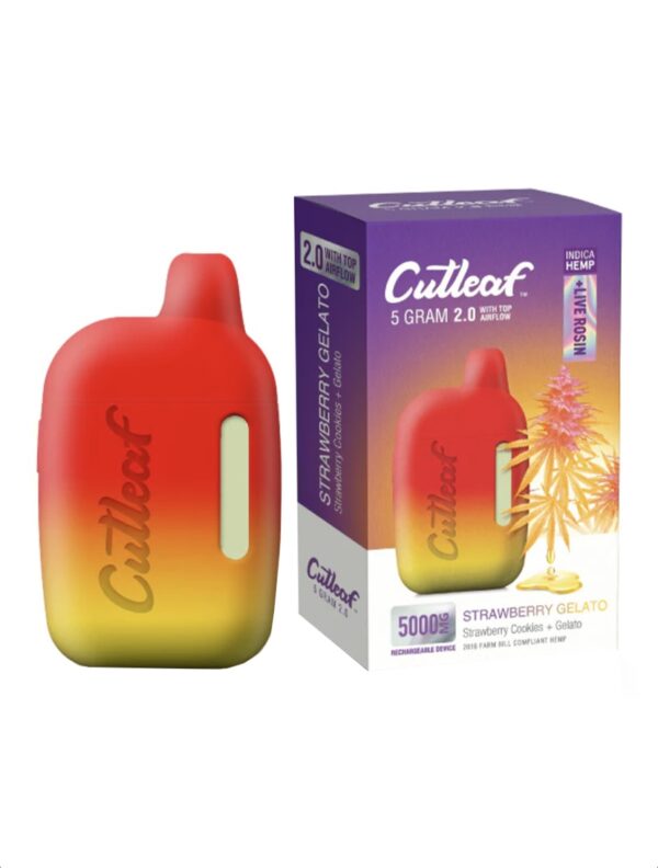 Strawberry Gelato Indica Cutleaf Live Rosin Disposable Vape 5G