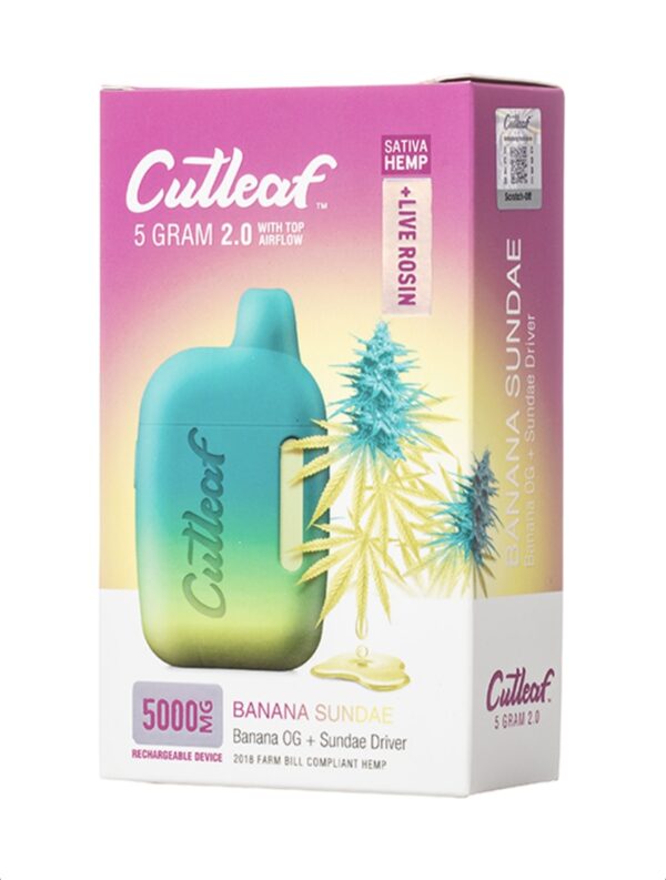 Banana Sundae Sativa Cutleaf Live Rosin Disposable Vape 5G